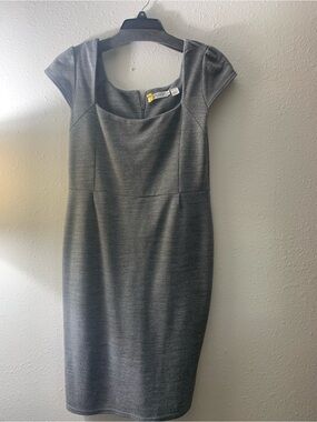 Topshop Gray Cap Sleeve Sheath Dress